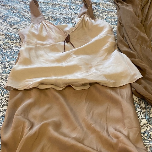 Max Studio Beige and Brown top and Skirt with scarf - Picture 1 of 4